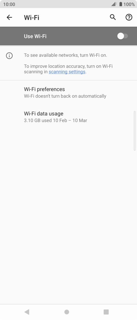 Press the indicator next to 'Use Wi-Fi' to turn on the function.