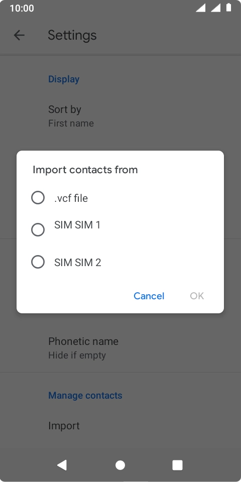 Press the required SIM.