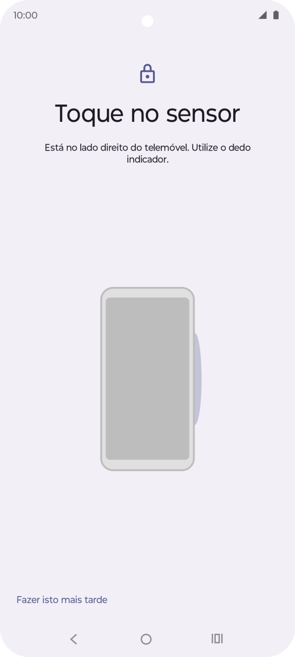 Siga as indicações no ecrã para definir a impressão digital como código de bloqueio.