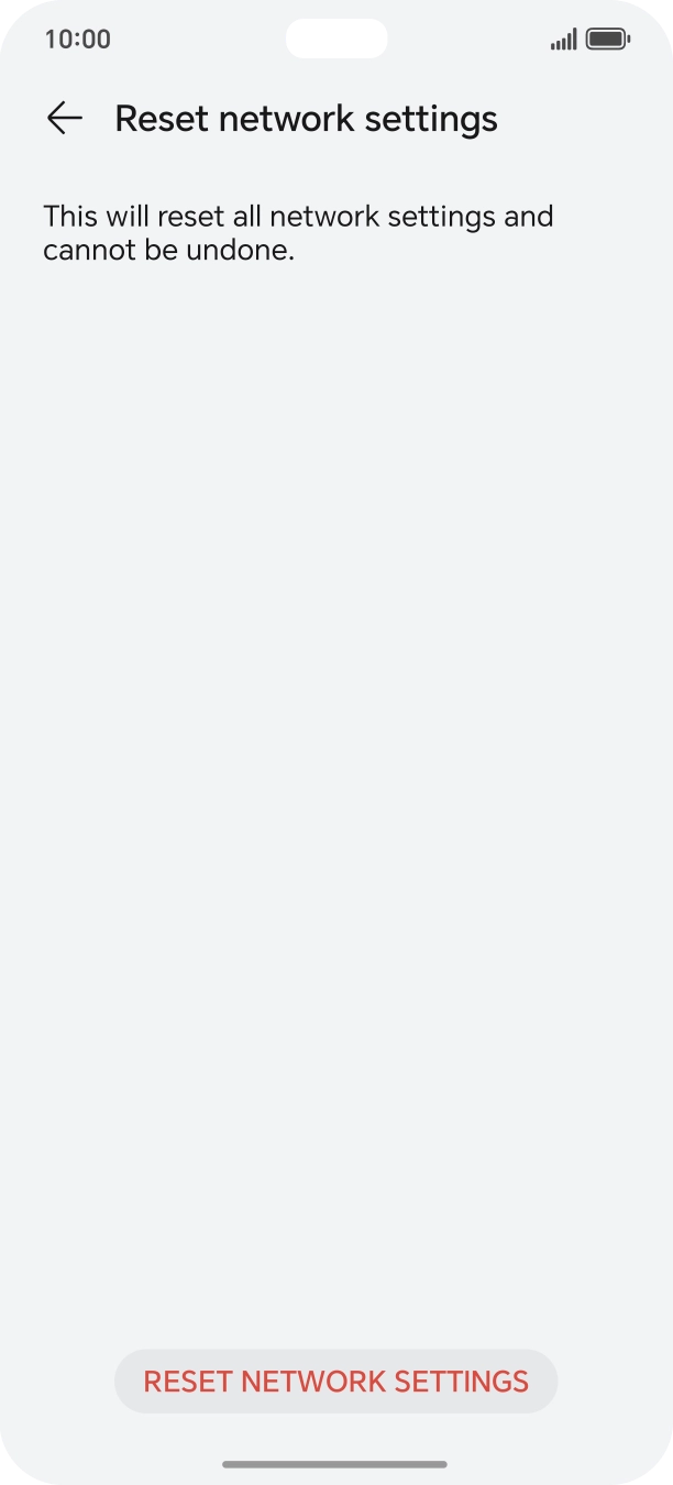 Press RESET NETWORK SETTINGS.