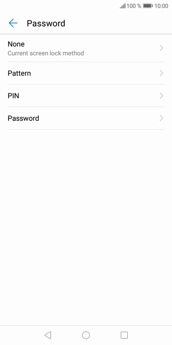 Press Pattern and drag your finger across the screen to connect at least four points. Repeat the selected phone lock code.