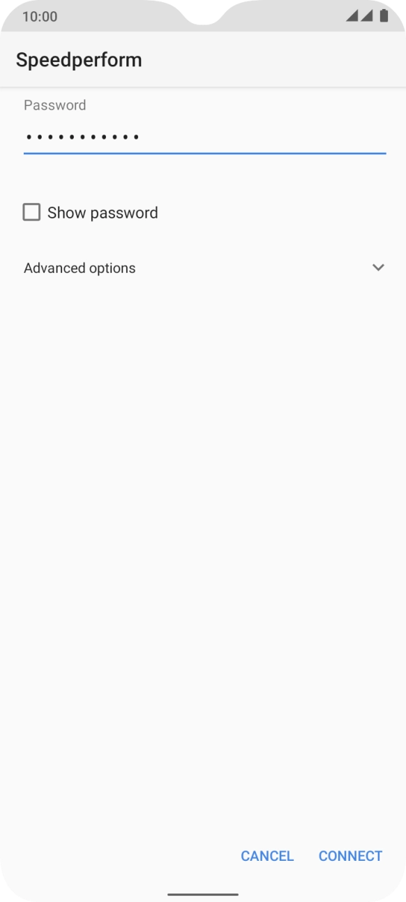 Key in the password for the WiFi network and press CONNECT.