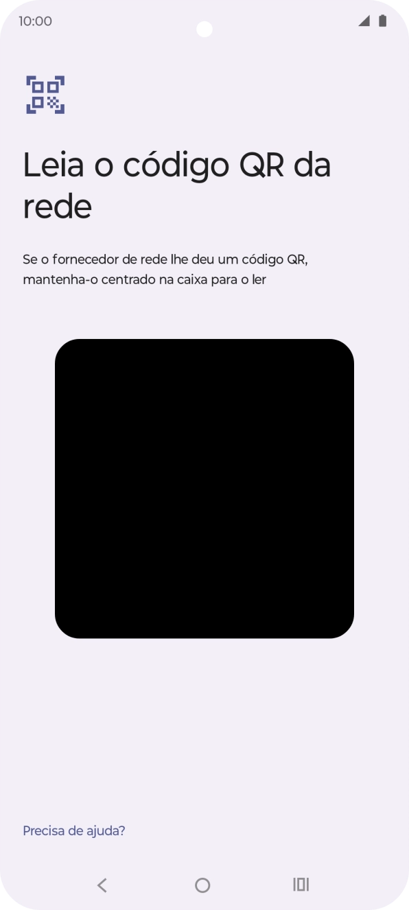 Para scanear o código QR enviado, enquadre-o na moldura da câmara do telefone.