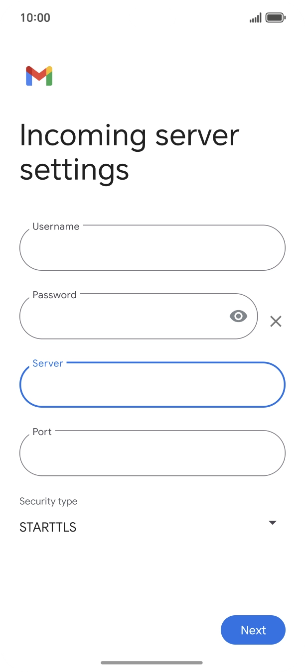 Press the field below 'Port' and key in 993. Press the field below 'Port' and key in 993.