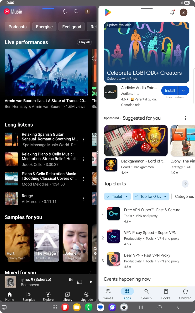 The applications are now shown in split screen view and you can use both applications at the same time.
