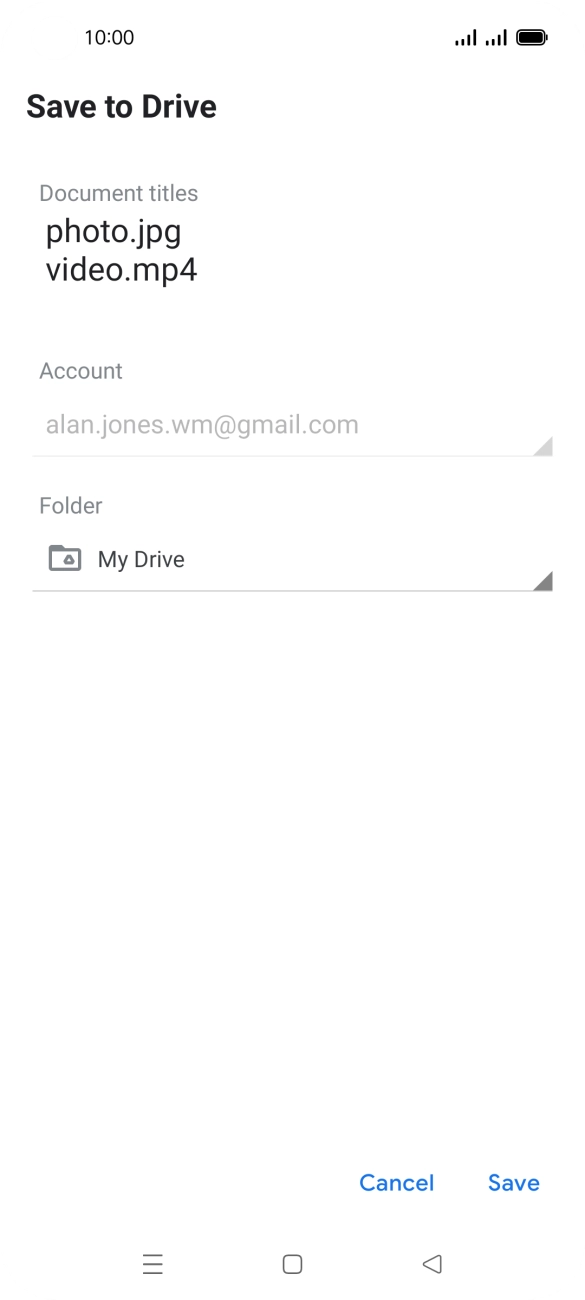 Press the field below 'Folder' and go to the required folder.