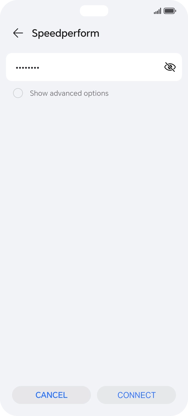 Key in the password for the WiFi network and press CONNECT.