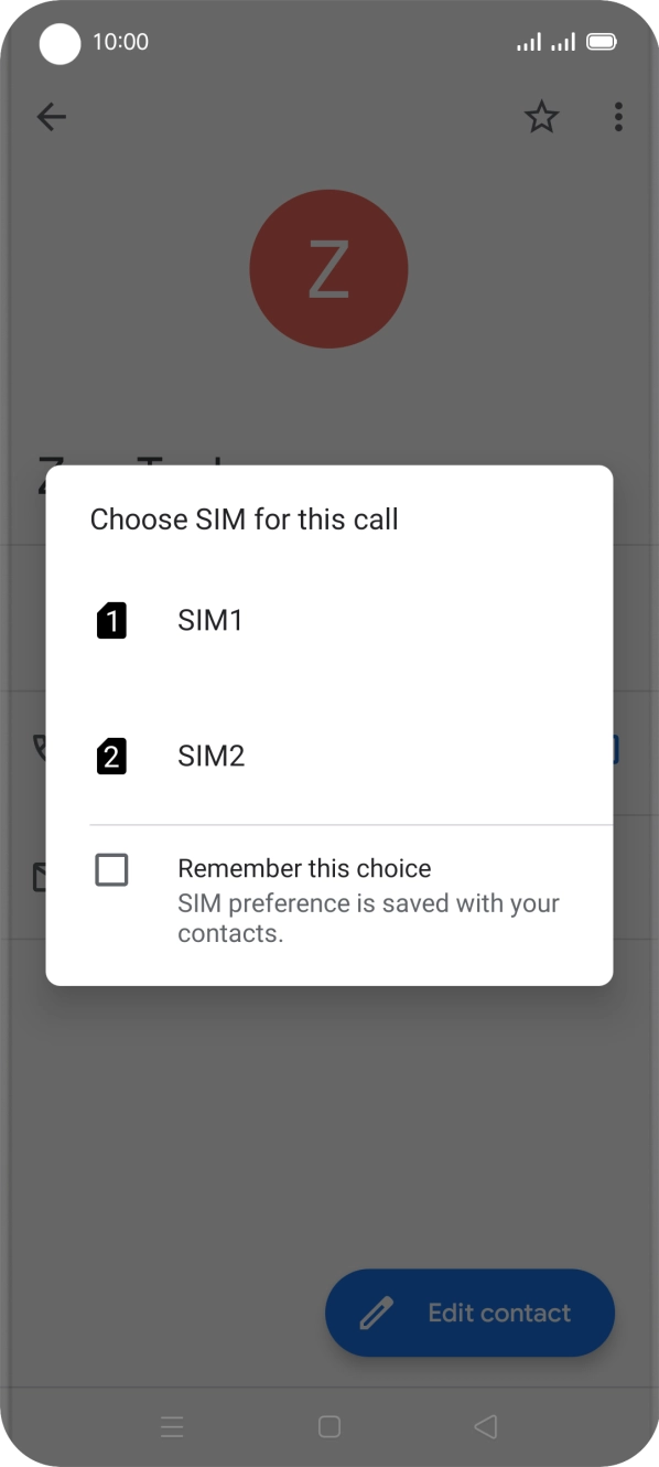 Press the required SIM.