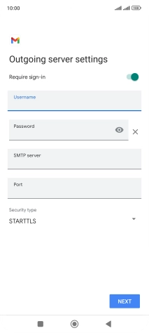 Press the field below 'Password' and key in the password of your email provider's outgoing server.