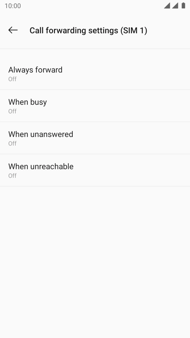 Press the required divert type.