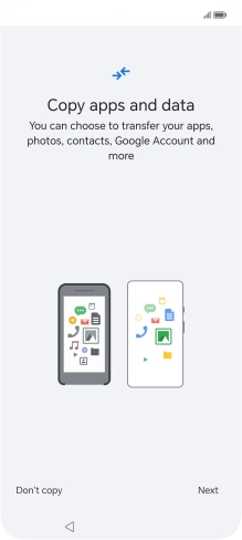 You can transfer the contents of another phone to your phone when it's activated for the first time and after a factory reset. When this screen is displayed, your phone is ready to transfer content from another phone.