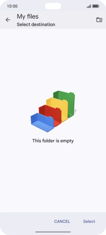 To create a new folder, press the new folder icon and follow the instructions on the screen to create a new folder.