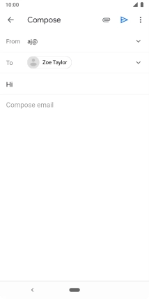 Press the text input field and write the text for your email.