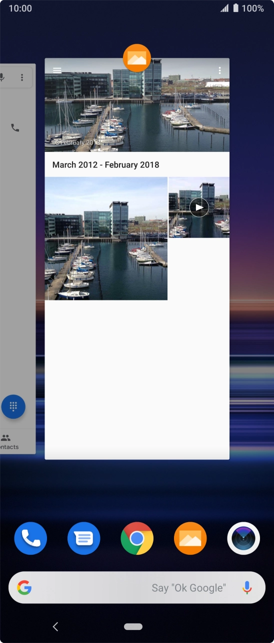 To end one running application, slide your finger upwards on the required application.