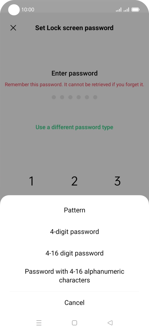 Press the required phone lock code and follow the instructions on the screen to create an additional phone lock code.