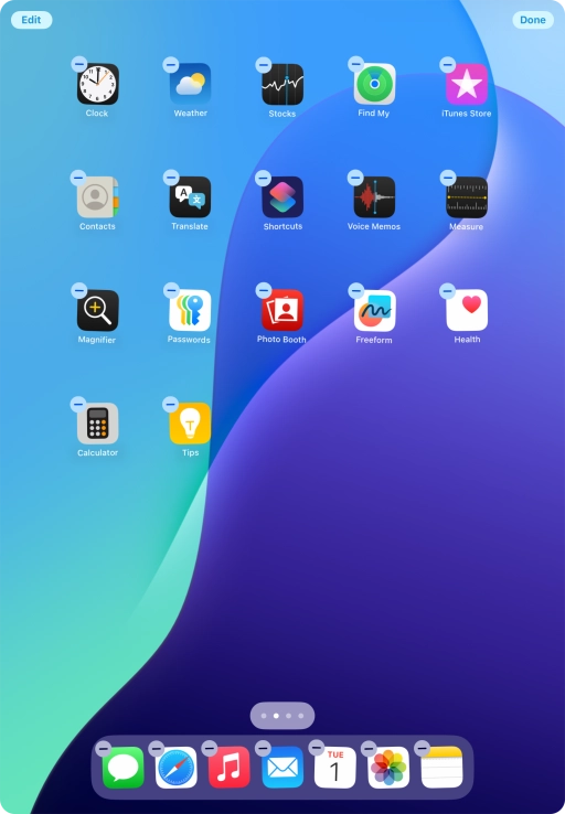 Press the home screen page icon.