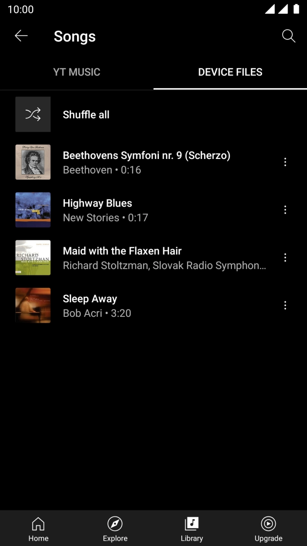Press the required audio file.