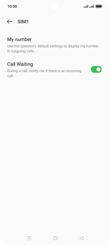 Press the indicator next to 'Call Waiting' to turn the function on or off.
