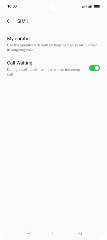 Press the indicator next to 'Call Waiting' to turn the function on or off.