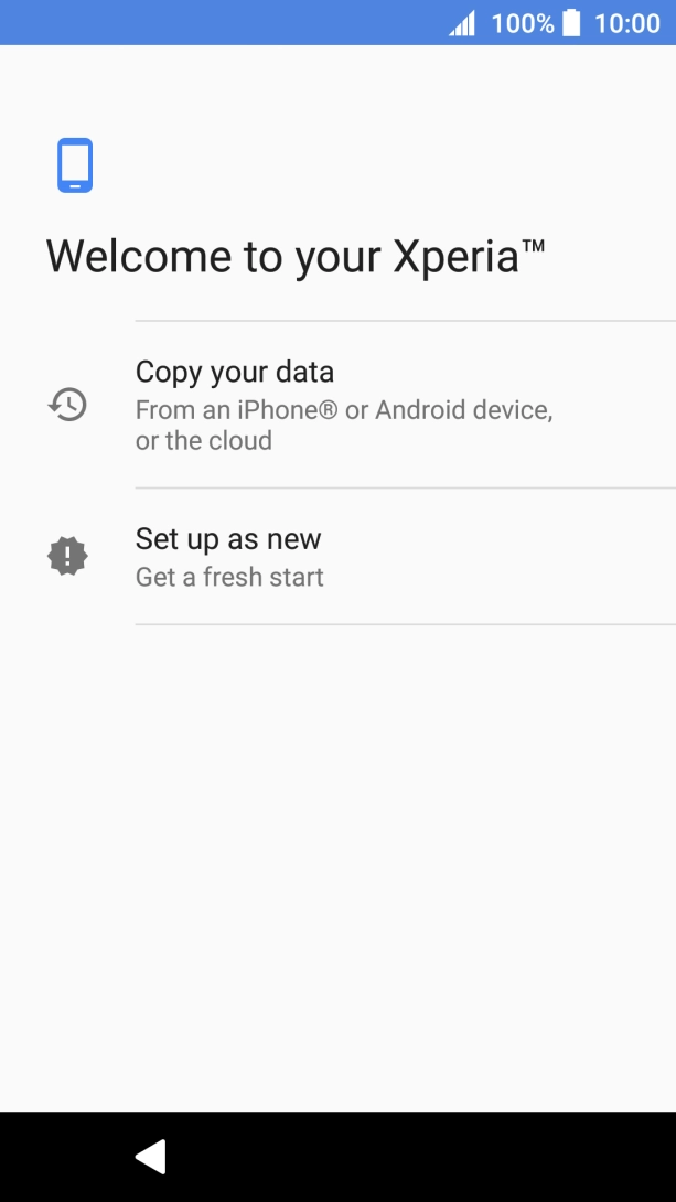 You can transfer the contents of another phone to your phone when it's activated for the first time and after a factory reset. When this screen is displayed, your phone is ready to transfer contents from another phone.