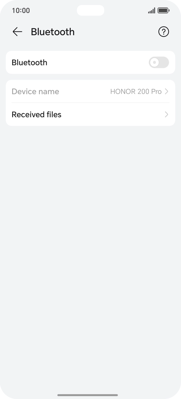 Press the indicator next to 'Bluetooth' to turn on the function.