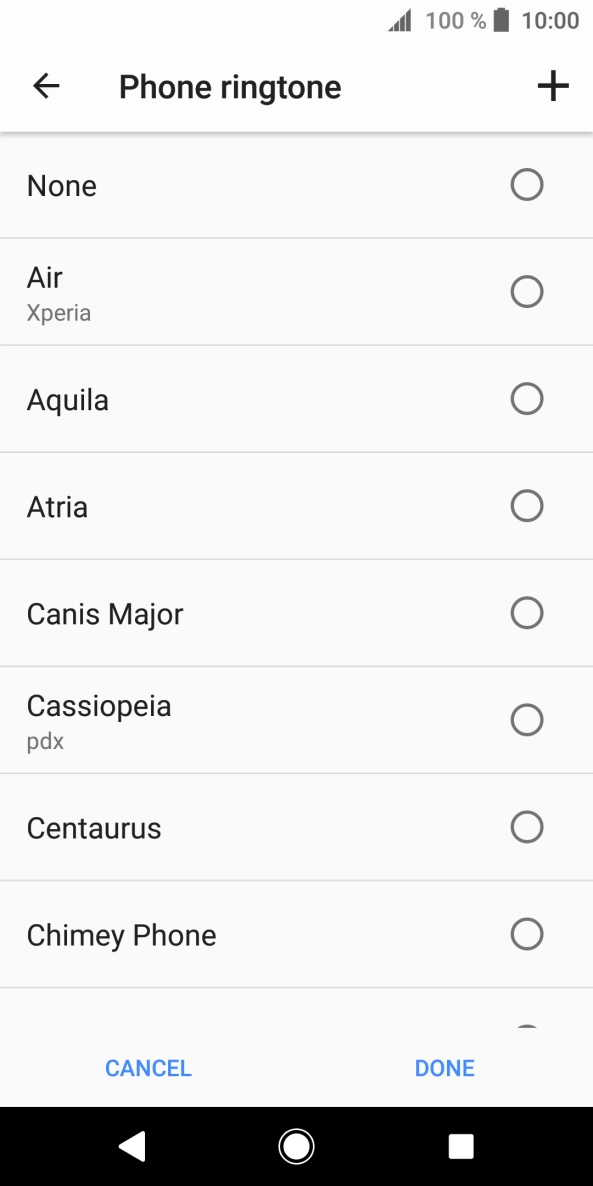 Press the add ring tone icon and go to the required ring tone.