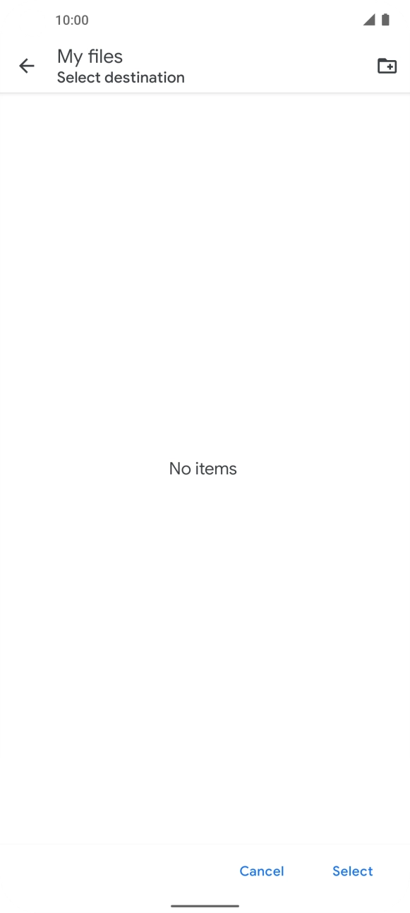 To create a new folder, press the new folder icon and follow the instructions on the screen to create a new folder.