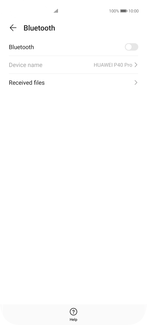 Press the indicator next to 'Bluetooth' to turn on the function.