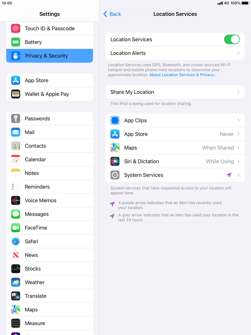 Press the required application.