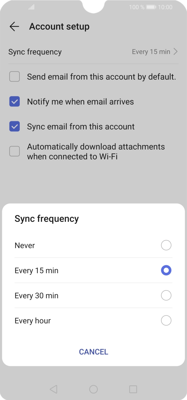 Press the required setting. Press the required setting.