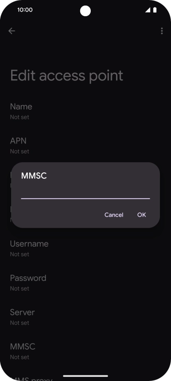 Key in http://mmsc.mms.o2.co.uk:8002 and press OK.