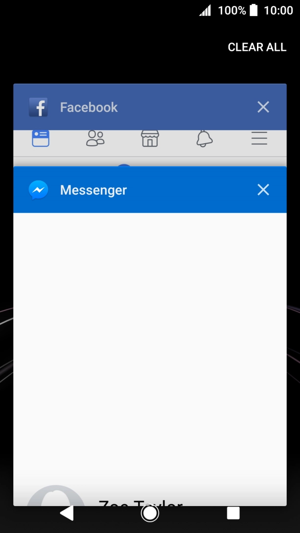 To end one running application, slide your finger right on the required application.