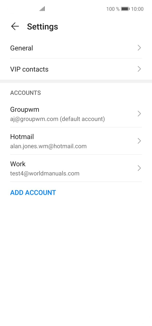 Press the required email account. Press the required email account.