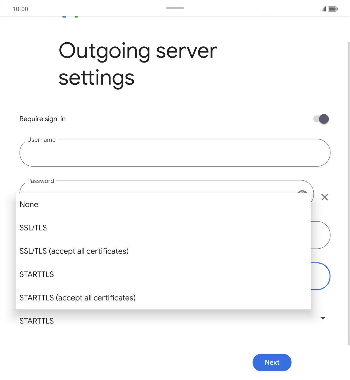 Press SSL/TLS. Press SSL/TLS.