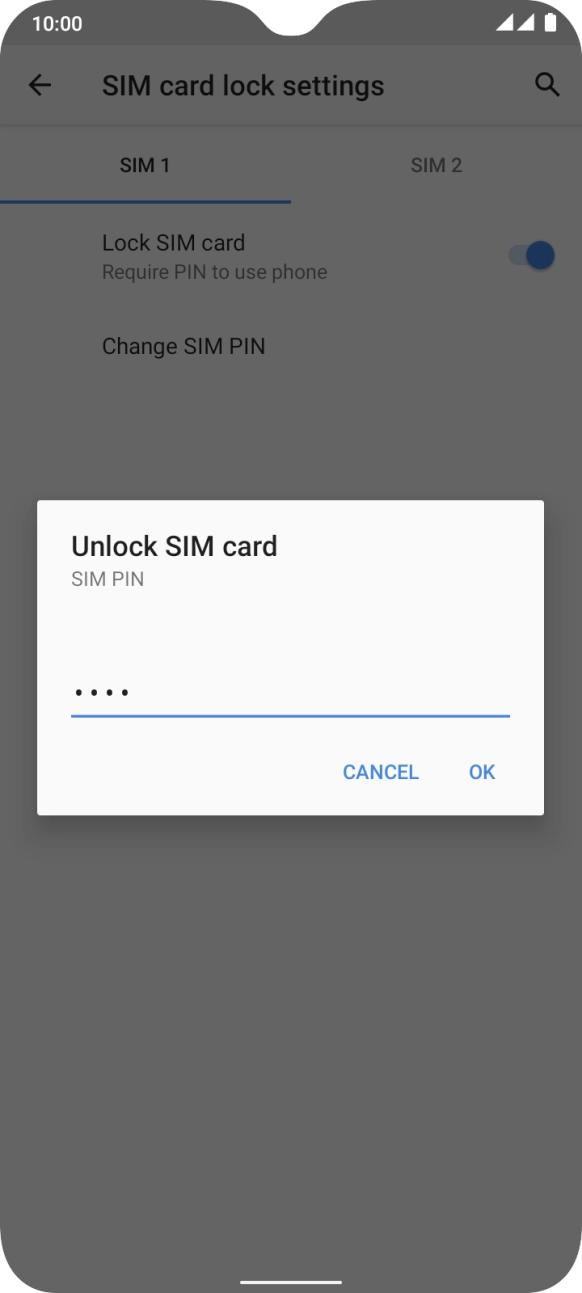 Key in your SIM PIN and press OK. The default SIM PIN is 0000.
