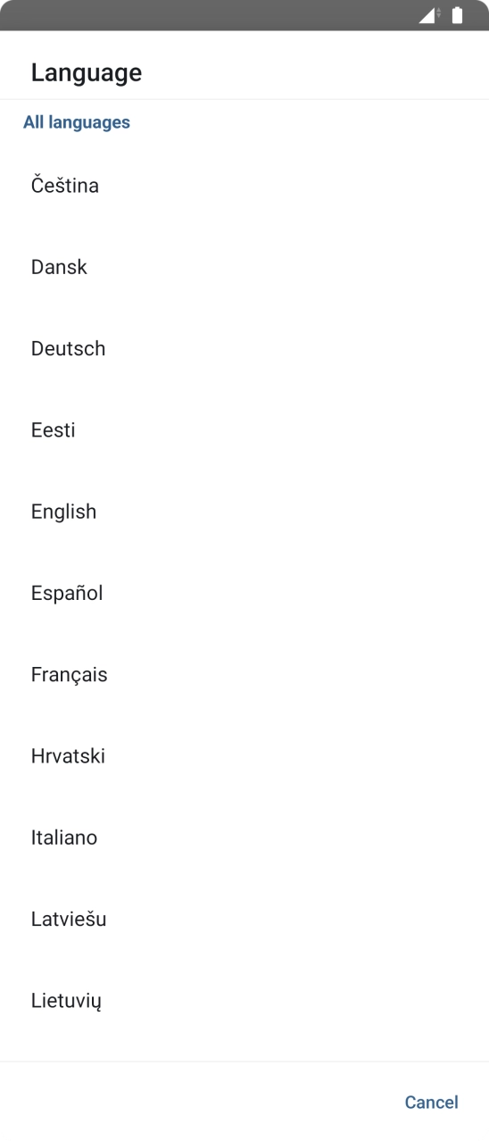 Press the required language.