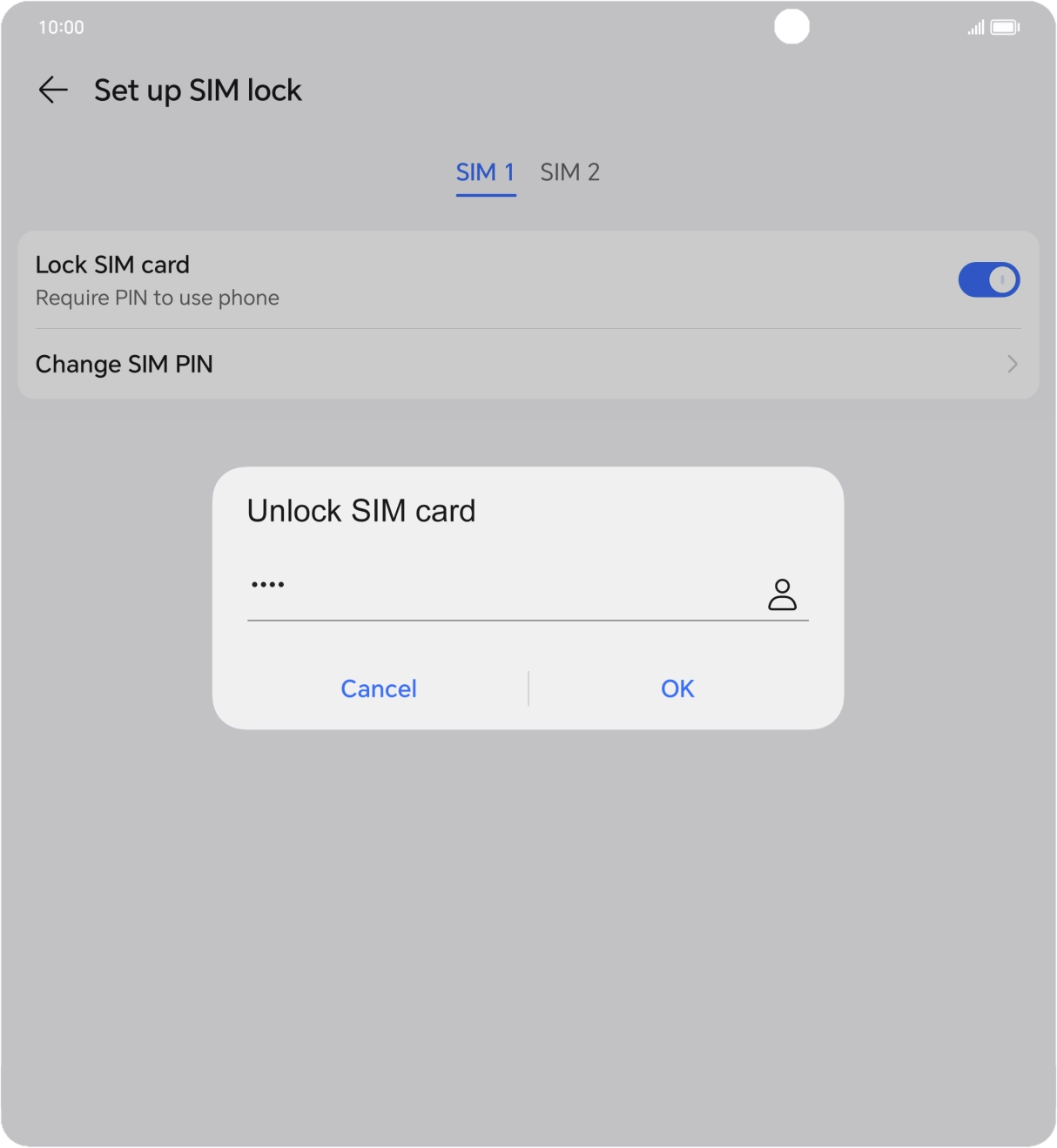 Key in your SIM PIN and press OK. The default SIM PIN is 0000.