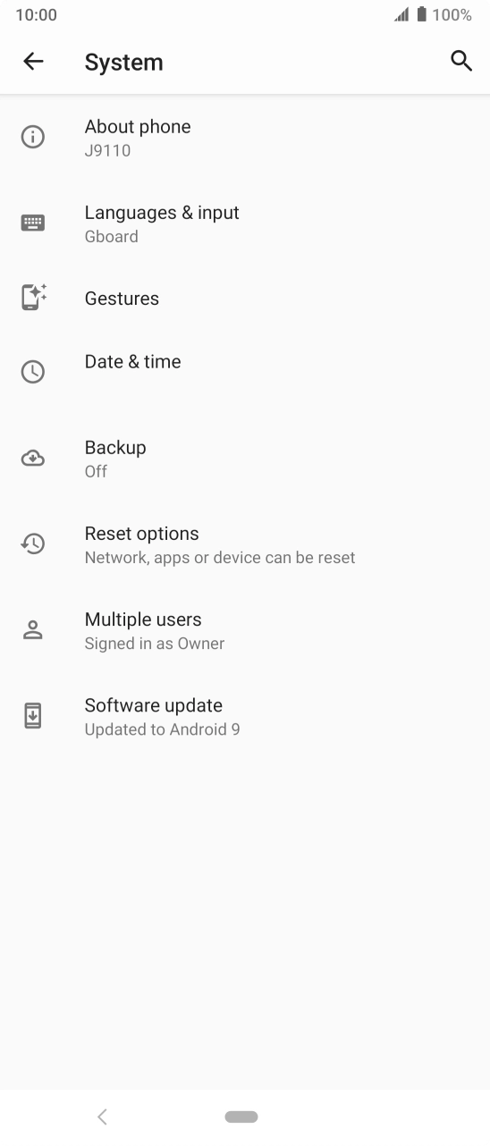 Press Software update. If a new software version is available, it's displayed. Follow the instructions on the screen to update the phone software.