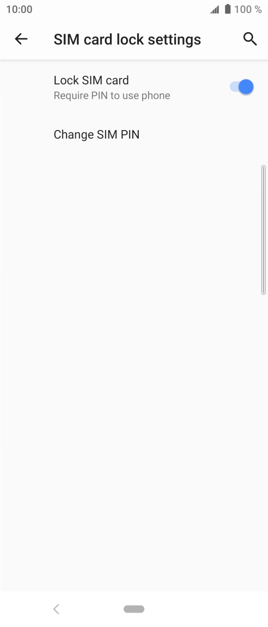 Press the indicator next to 'Lock SIM card' to turn the function on or off.