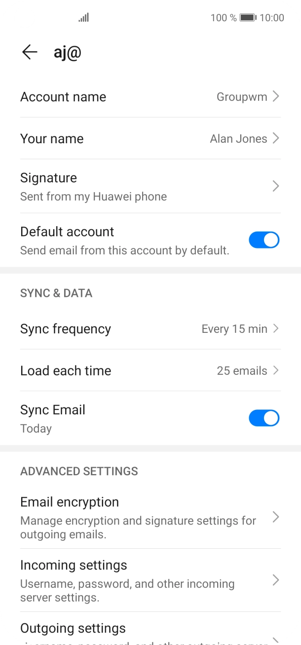Press Account name and key in the required name. Press Account name and key in the required name.