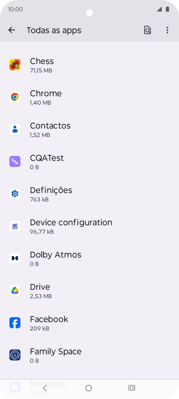 Prima a app pretendida.