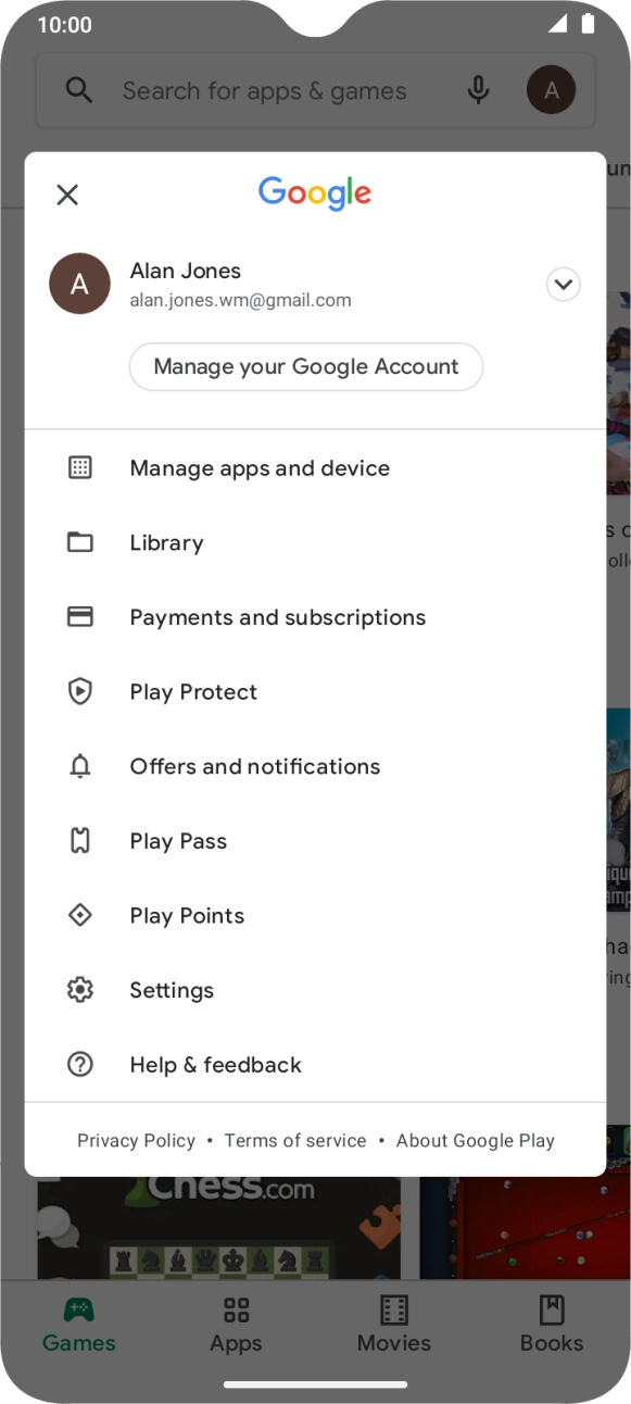 Press Manage apps and device.