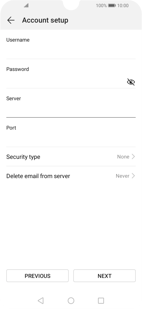 Press the field below 'Port' and key in 110.