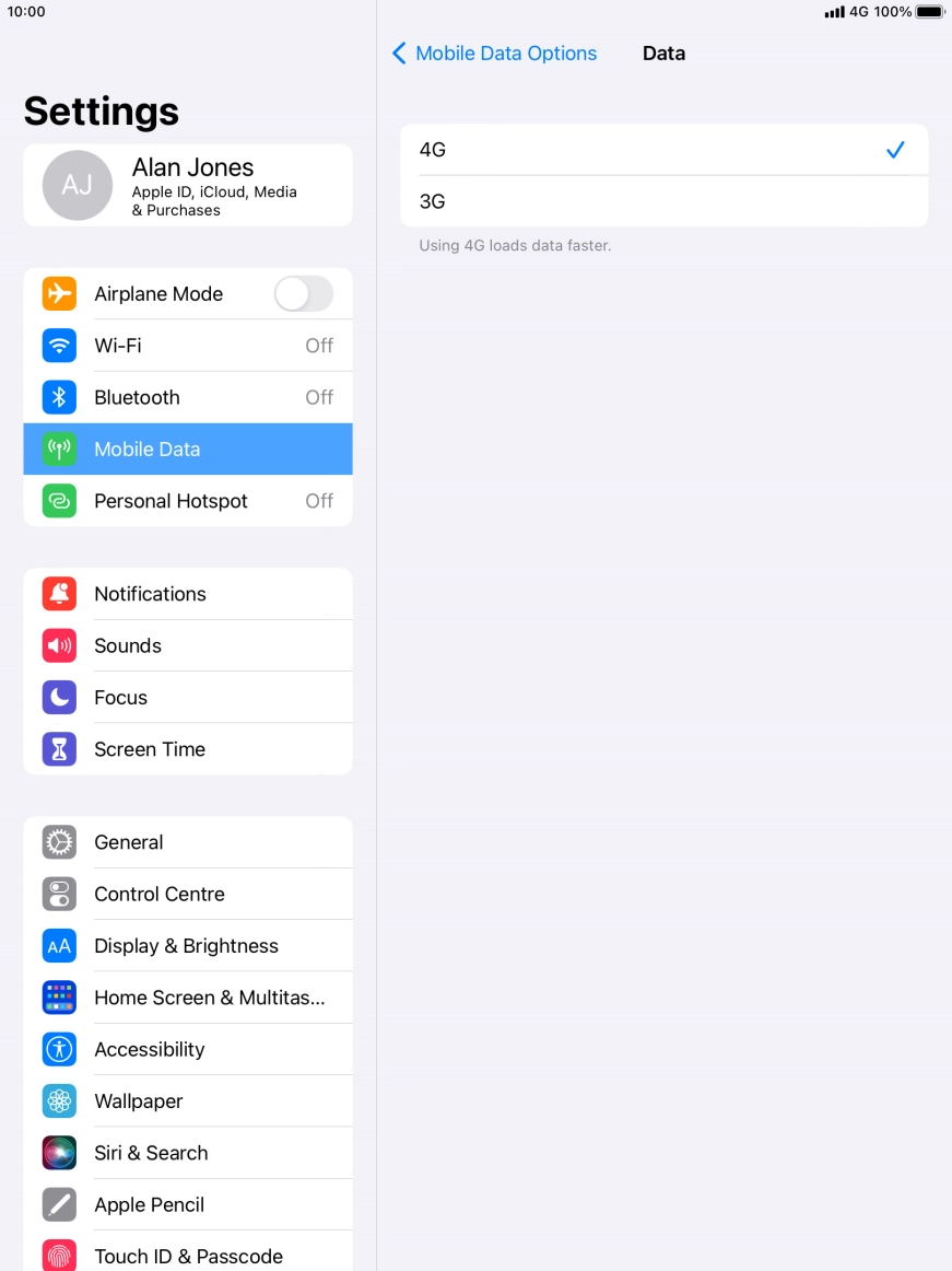 Press the required network mode.
