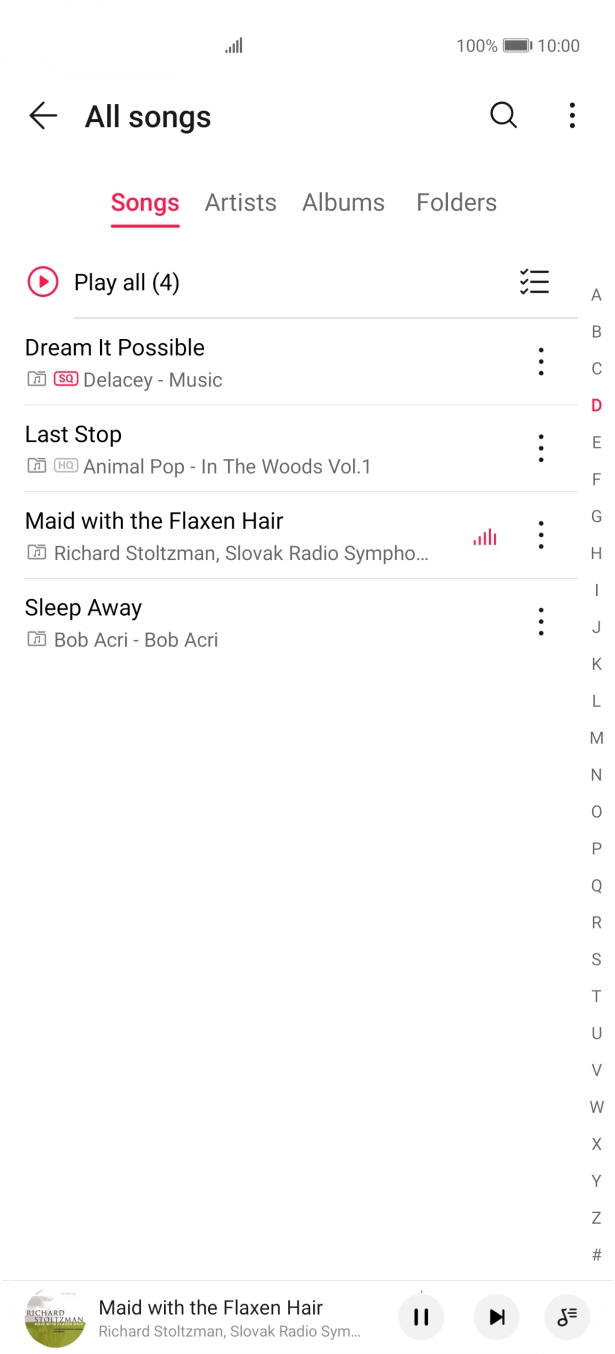 Press the song title at the bottom of the screen.