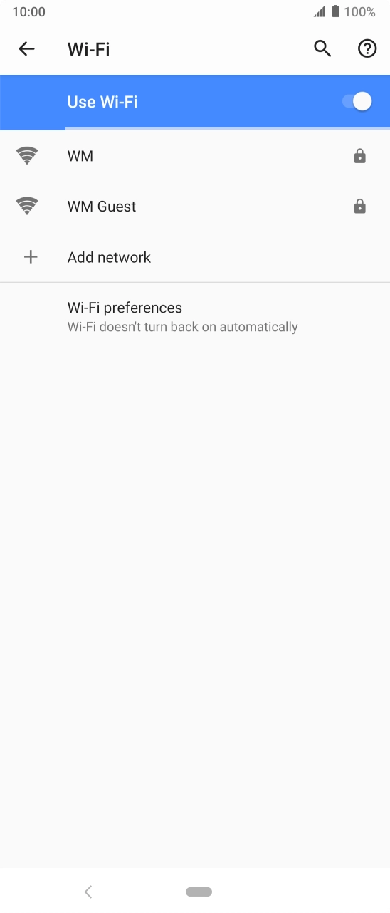 Press the required WiFi network. Press the required WiFi network.