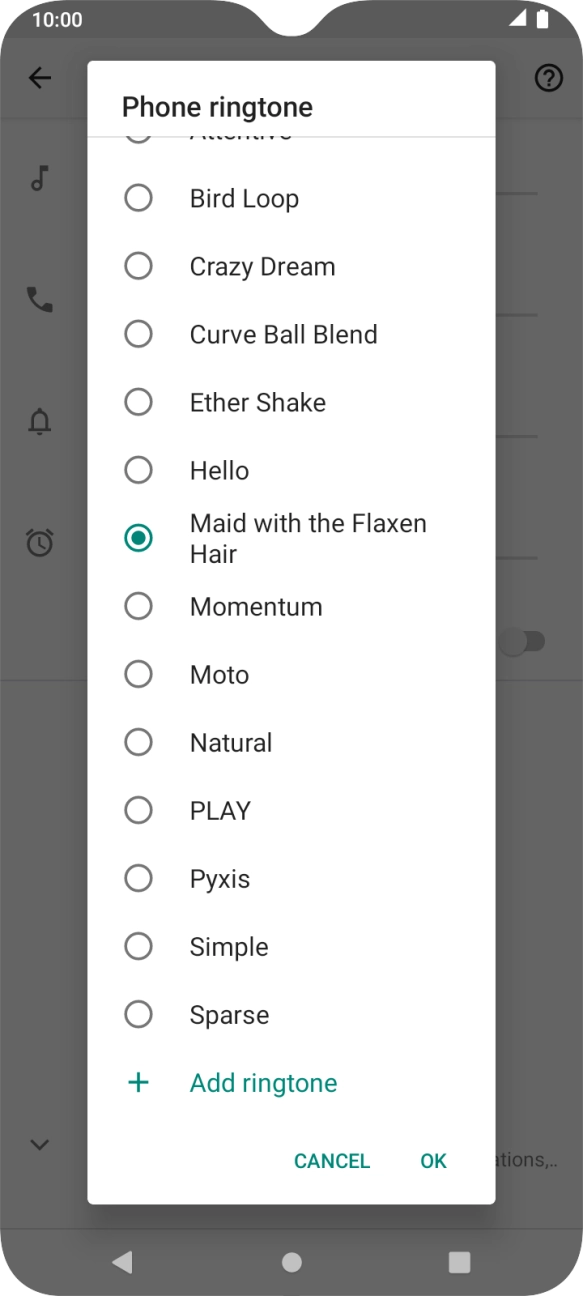 Once you've found a ring tone you like, press OK.