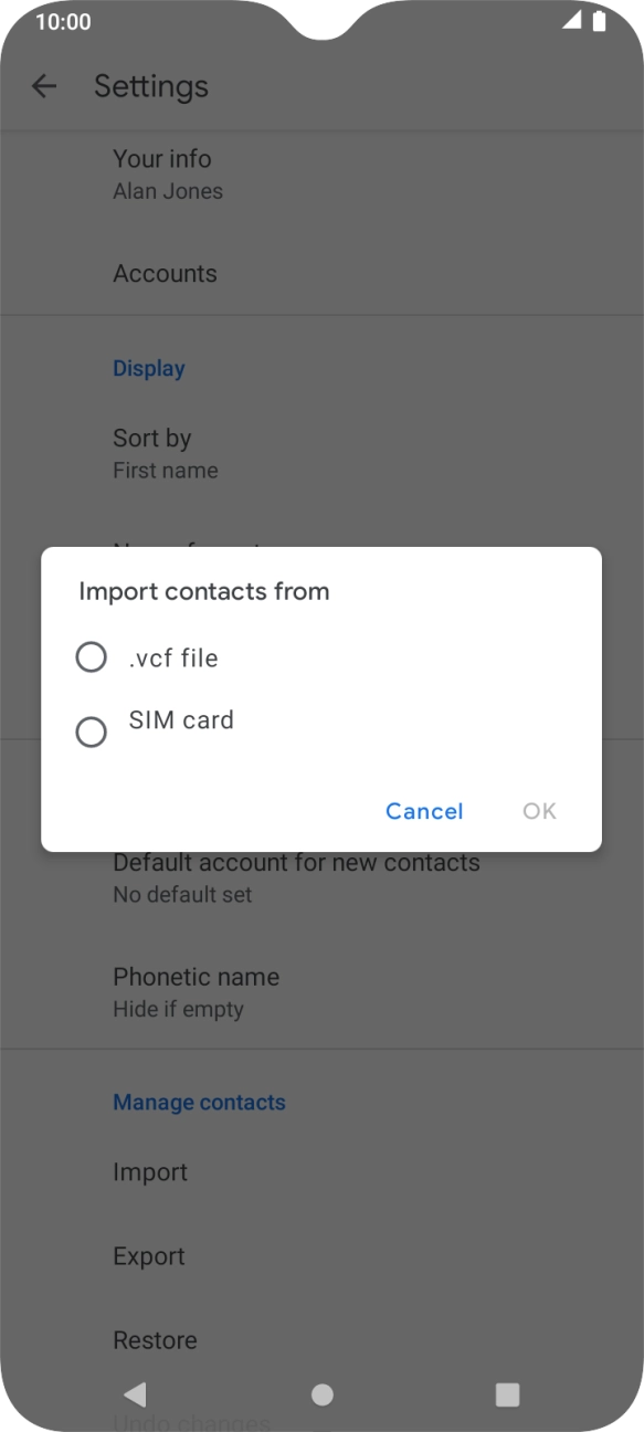 Press the name of the SIM.
