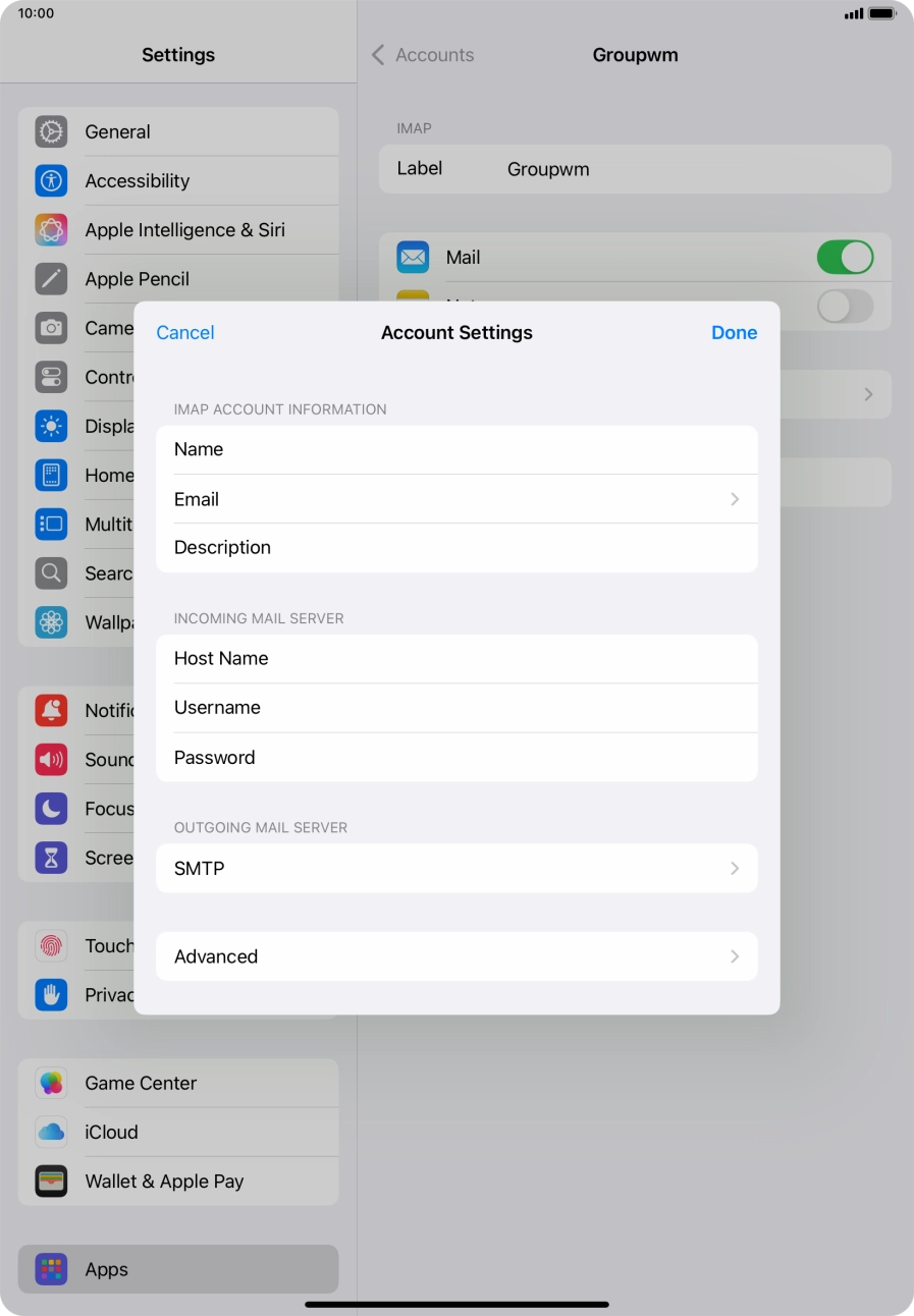 Press SMTP. Press SMTP.