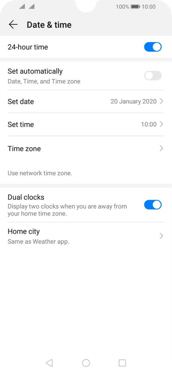 Press the indicator next to 'Set automatically' to turn on the function.